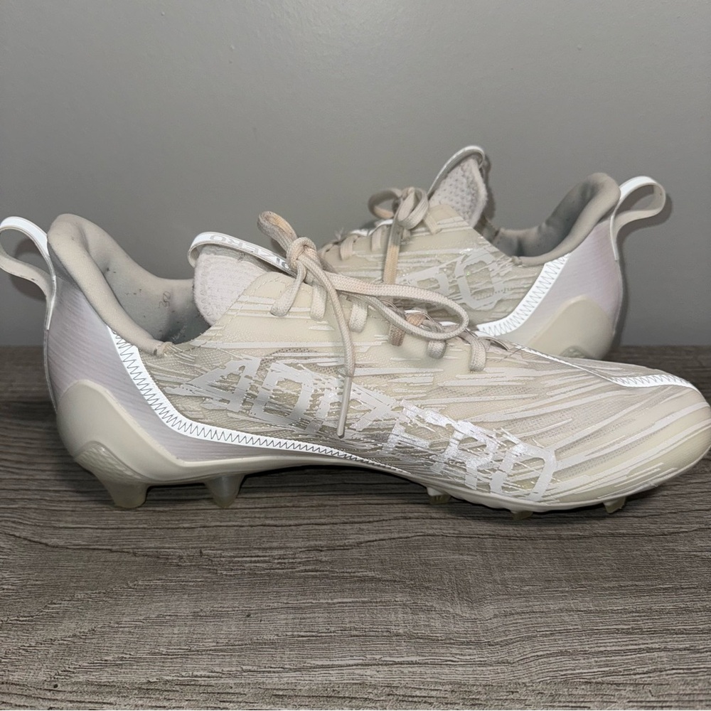 Men’s Adidas Adizero Football Cleats White Almond Toe Lace Up GX5413 Size 12 - Picture 3 of 9